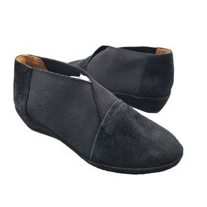 L'Amour Des Pieds Black suede elastic Shoes slip on low wedge Women 6.5 new